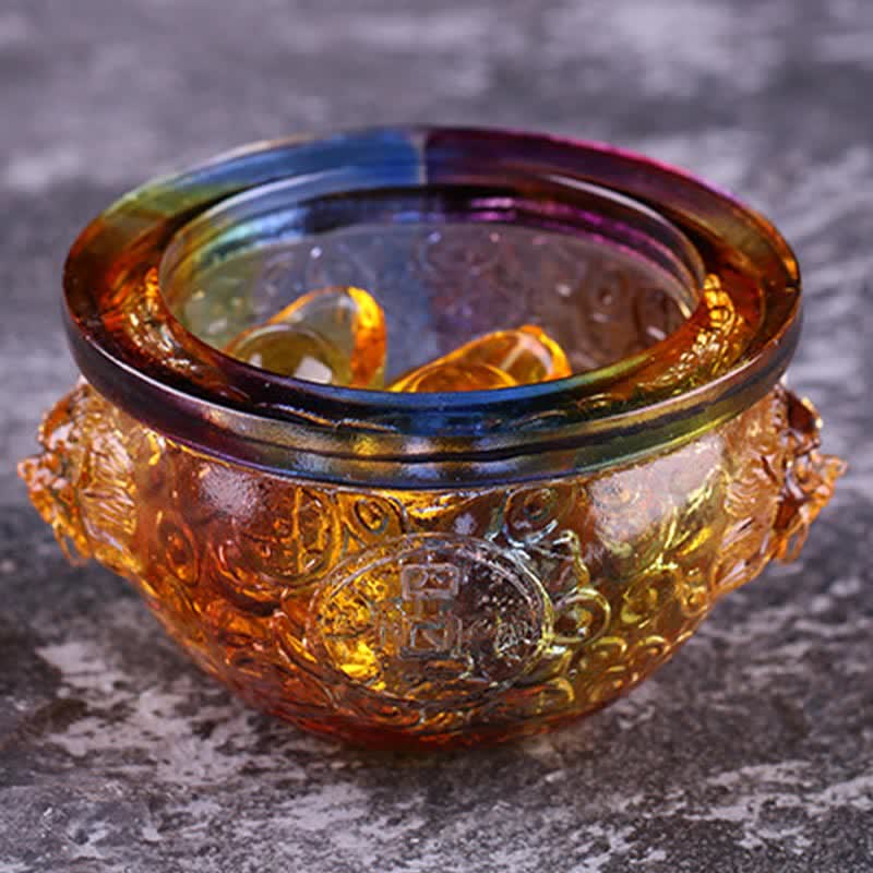 Handmade Liuli Crystal Treasure Bowl Art Piece Home Decoration - Image 9