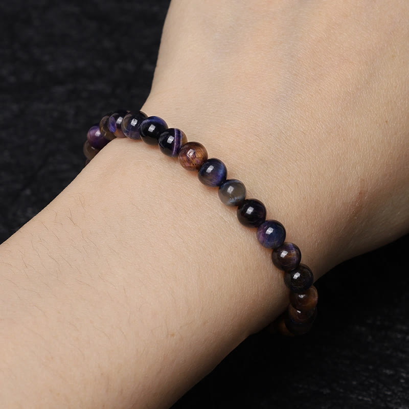 Natural Purple Tiger Eye Protection Strength Bracelet - Image 15