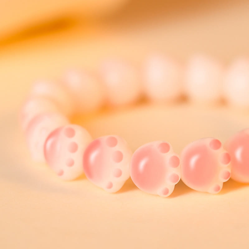 Natural Bodhi Seed Lovely Paw Lucky Cat Paw Peace Bracelet - Image 15