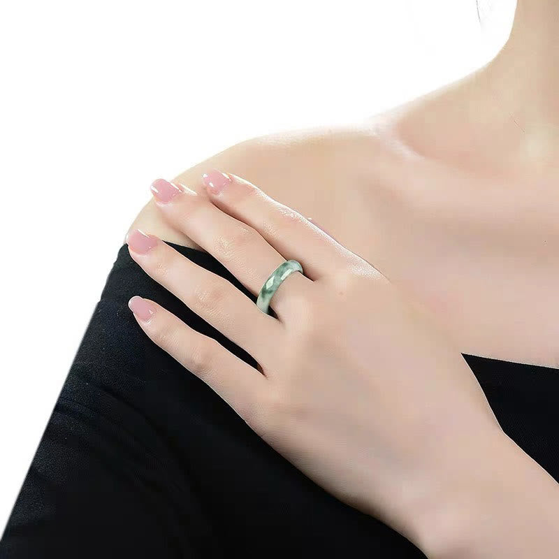 Natural Green Jade Luck Abundance Ring - Image 11