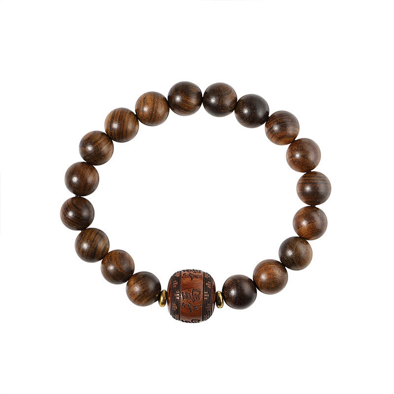 Rosewood Auspicious Clouds Totem Fu Character Bamboo Pattern Warmth Bracelet - Image 15
