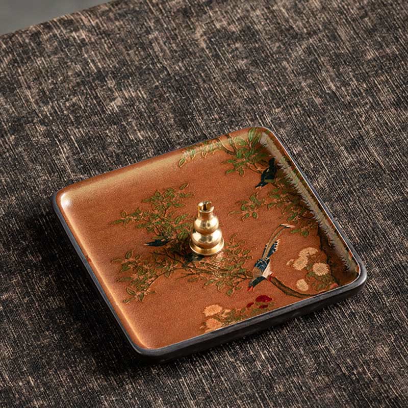Mountain Lake Flower Leaf Healing Ceramic Plate Tray Stick Incense Burner Decoration - Image 25