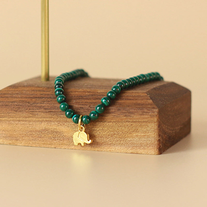 Natural Malachite Elephant Anti-Anxiety Charm Bracelet - Image 6
