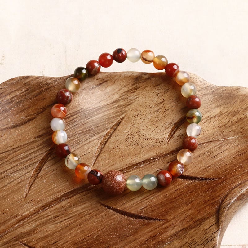 Natural Stone Sea Sediment Jasper Agate Protection Bracelet - Image 5