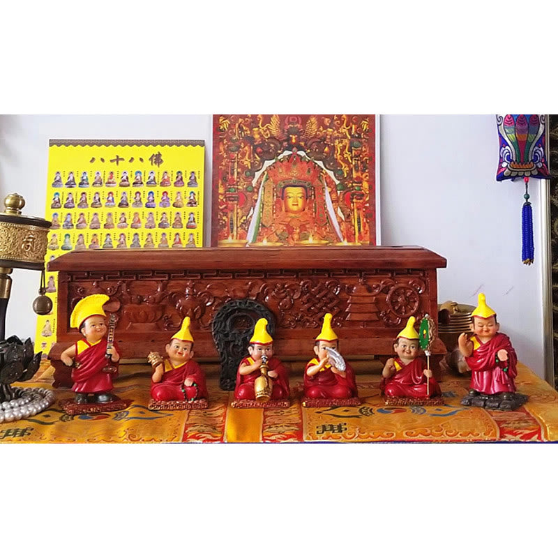 Hand Painted Tibetan Lama Figures Carved Creative Home Office Car Decoration Ornament - Image 22