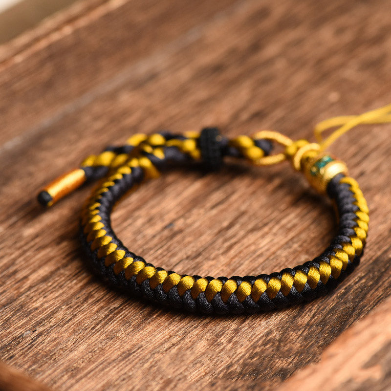 Handmade Tibetan Black Gold Dragon Scale Rope Om Mani Padme Hum Purity Bracelet - Image 4