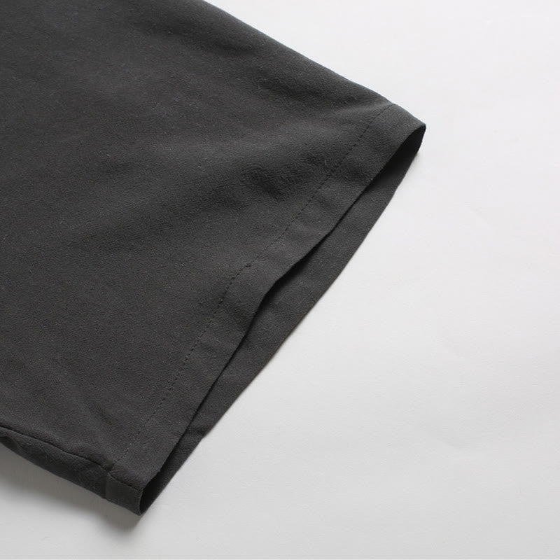 Men's Solid Color Round Neck Short Sleeve Cotton Linen Shirt - Image 10