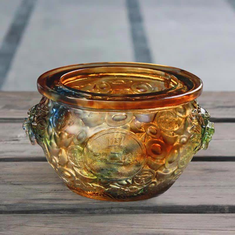Handmade Liuli Crystal Treasure Bowl Art Piece Home Decoration - Image 5