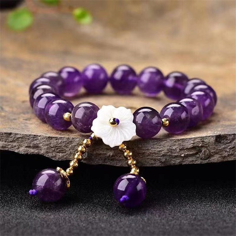 Natural Amethyst Crystal Flower Spiritual Healing Bracelet
