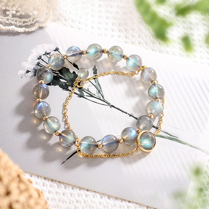 14k Gold Plated Natural Moonstone Healing Love Bracelet
