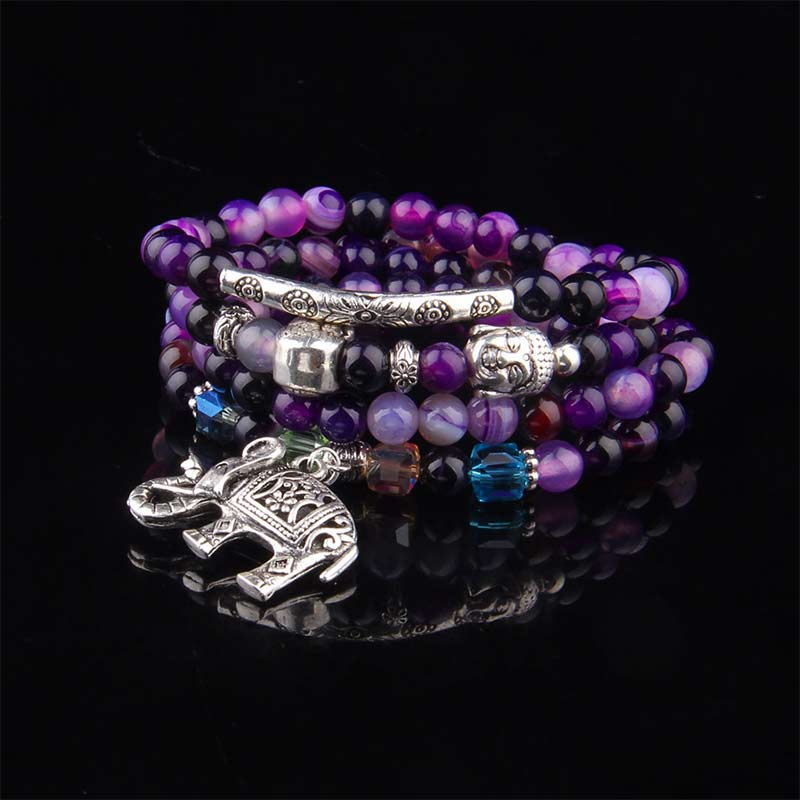 Natural Agate Elephant Buddha Hope Bracelet - Image 6