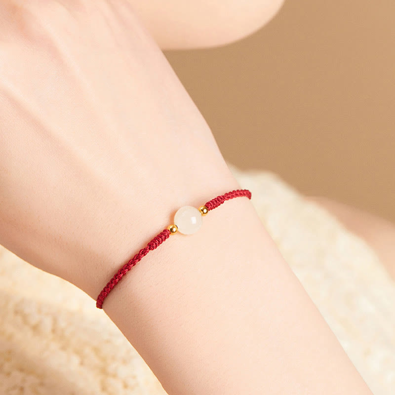 Handcrafted Round Jade Lucky Bead Prosperity Braided Bracelet - Image 13