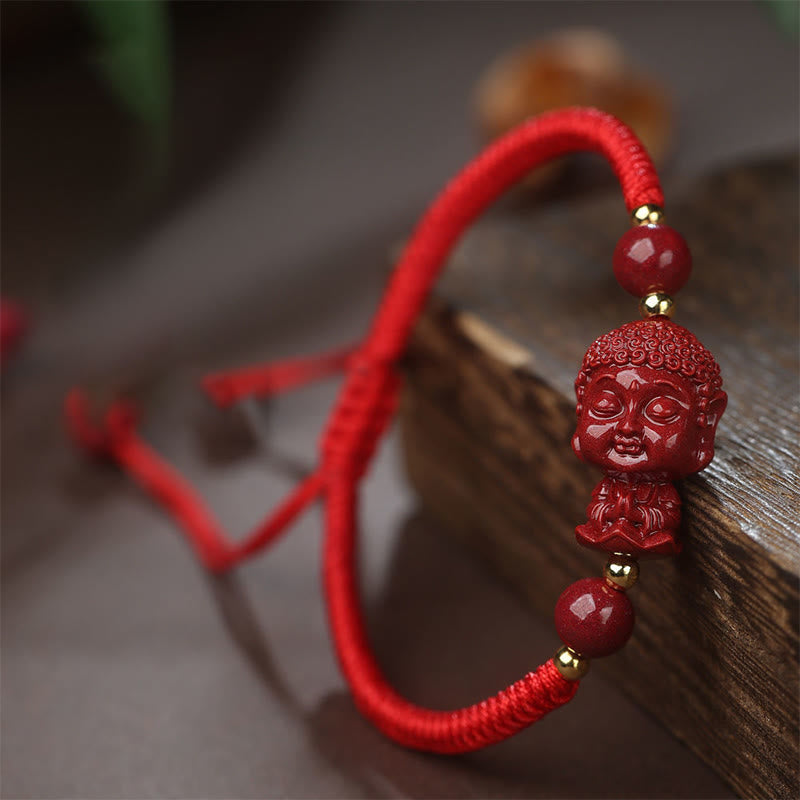 Chinese Zodiac Natal Buddha Cinnabar Amulet Blessing String Bracelet