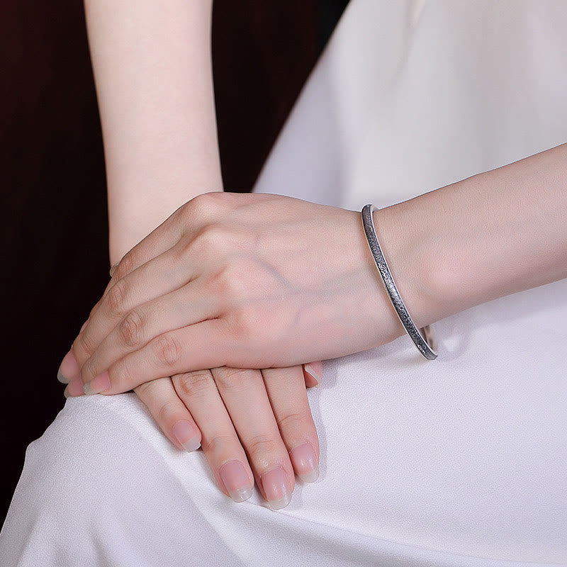 Vintage 999 Sterling Silver Auspicious Clouds Design Luck Bracelet Bangle - Image 6