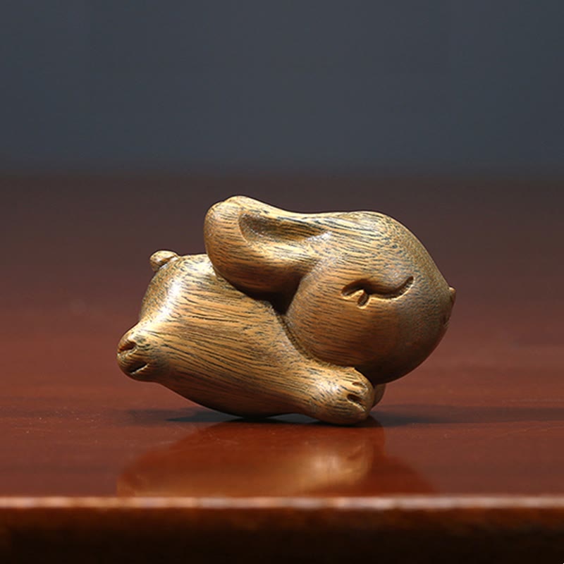 Green Sandalwood Small Mini Cute Rabbit Bunny Peace Decorations - Image 16