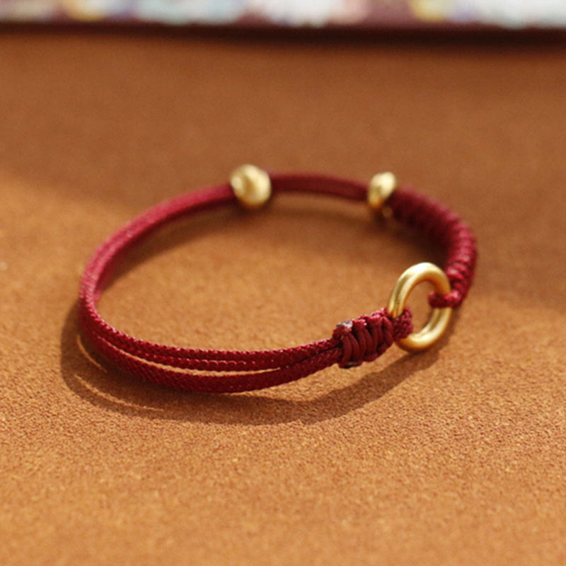 Alloy Peace Buckle Luck Red String Bracelet - Image 11