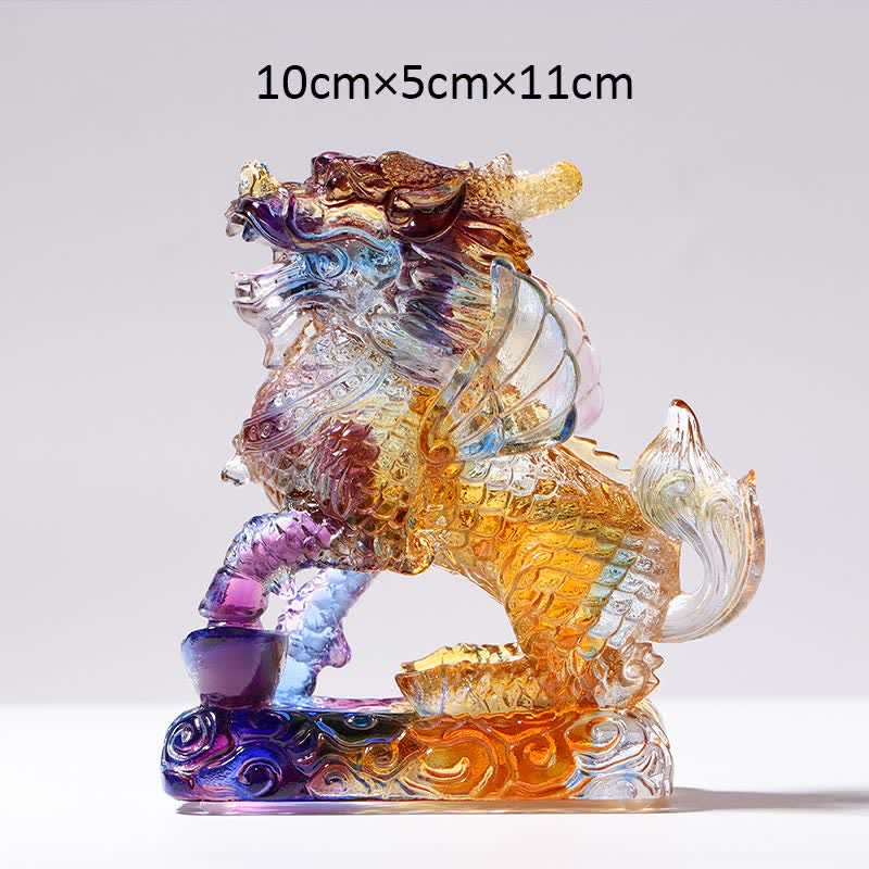 Feng Shui Kirin Handmade Liuli Crystal Art Piece Fortune Home Office Decoration - Image 6