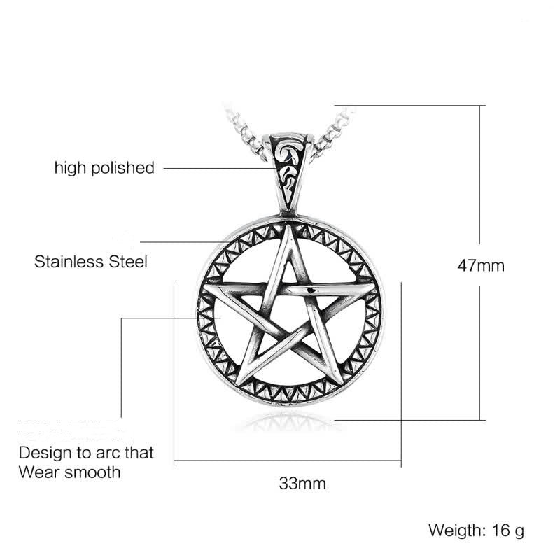 Pentagram Titanium Steel Balance Necklace Pendant - Image 8
