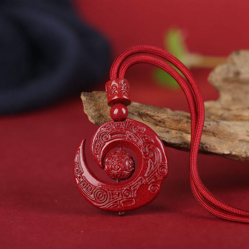 One's Luck Improves Design Patern Natural Cinnabar Concentration Necklace Pendant - Image 11
