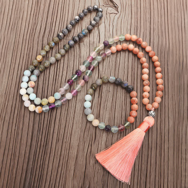 108 Mala Beads Fluorite Black Glitter Stone Protection Tassel Bracelet (Extra 30% Off | USE CODE: FS30) - Image 5