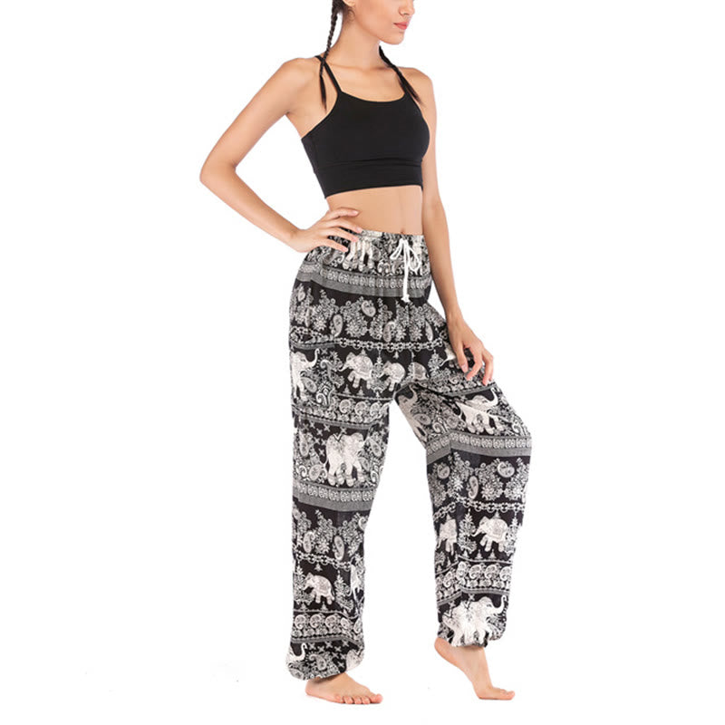 Boho Loose Elephant Pattern Harem Trousers Women's Yoga Pants - Image 14