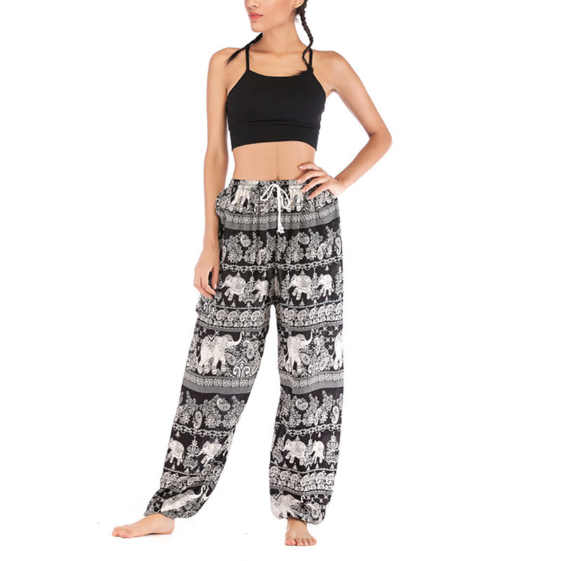 Boho Loose Elephant Pattern Harem Trousers Women's Yoga Pants - Image 13