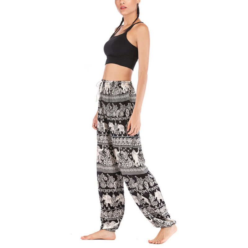 Boho Loose Elephant Pattern Harem Trousers Women's Yoga Pants - Image 15