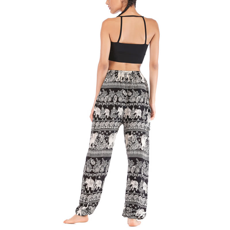 Boho Loose Elephant Pattern Harem Trousers Women's Yoga Pants - Image 12
