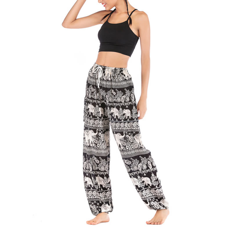 Boho Loose Elephant Pattern Harem Trousers Women's Yoga Pants - Image 11