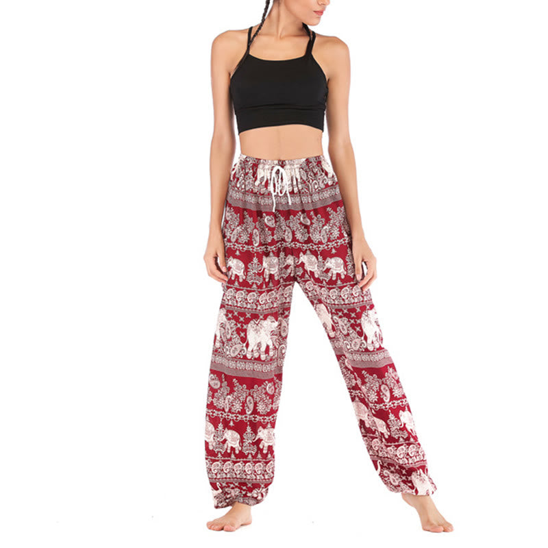 Boho Loose Elephant Pattern Harem Trousers Women's Yoga Pants - Image 3