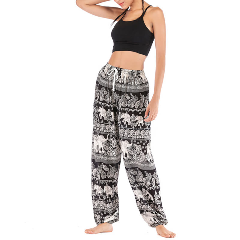 Boho Loose Elephant Pattern Harem Trousers Women's Yoga Pants - Image 18