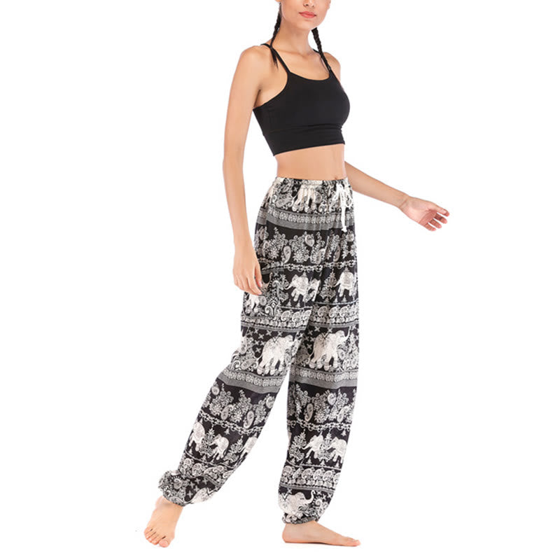 Boho Loose Elephant Pattern Harem Trousers Women's Yoga Pants - Image 17