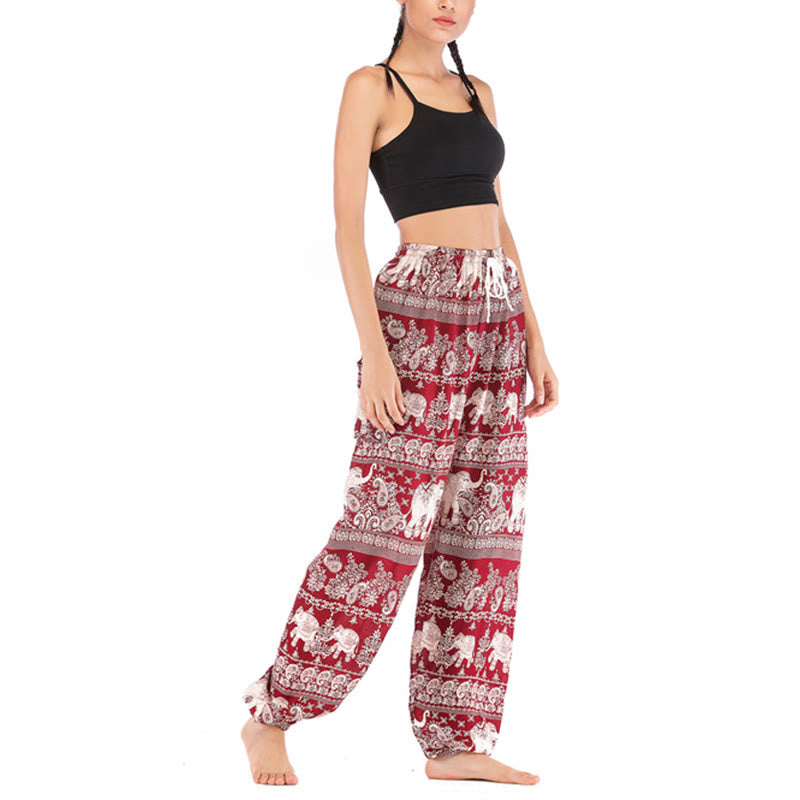 Boho Loose Elephant Pattern Harem Trousers Women's Yoga Pants - Image 4