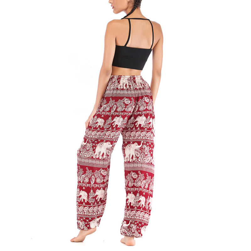 Boho Loose Elephant Pattern Harem Trousers Women's Yoga Pants - Image 7