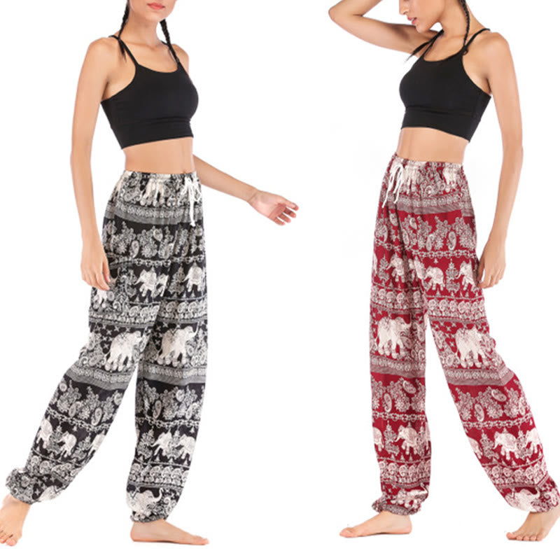 Boho Loose Elephant Pattern Harem Trousers Women's Yoga Pants - Image 19