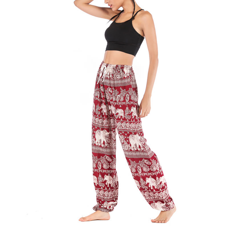 Boho Loose Elephant Pattern Harem Trousers Women's Yoga Pants - Image 9