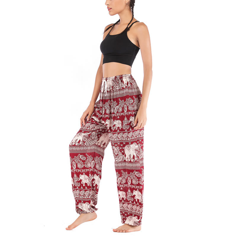Boho Loose Elephant Pattern Harem Trousers Women's Yoga Pants - Image 8
