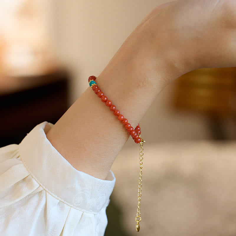 925 Sterling Silver Plated Gold Natural Red Agate Turquoise Confidence Bracelet Necklace Pendant Ring Set - Image 7