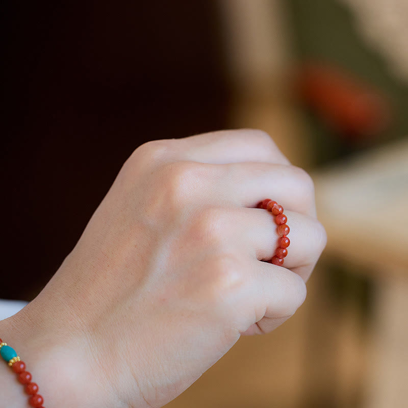 925 Sterling Silver Plated Gold Natural Red Agate Turquoise Confidence Bracelet Necklace Pendant Ring Set - Image 10