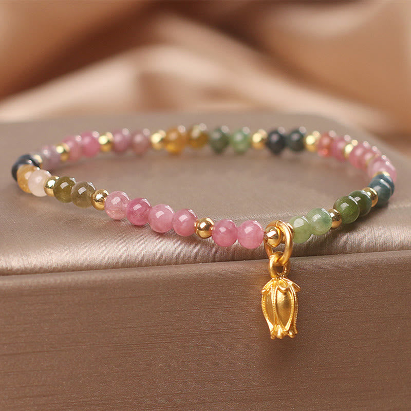 Colorful Tourmaline Flowers Positive Bracelet