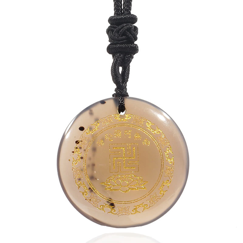 Swastika Lotus Pattern Natural Various Crystal Black Obsidian Purification Necklace Pendant - Image 37