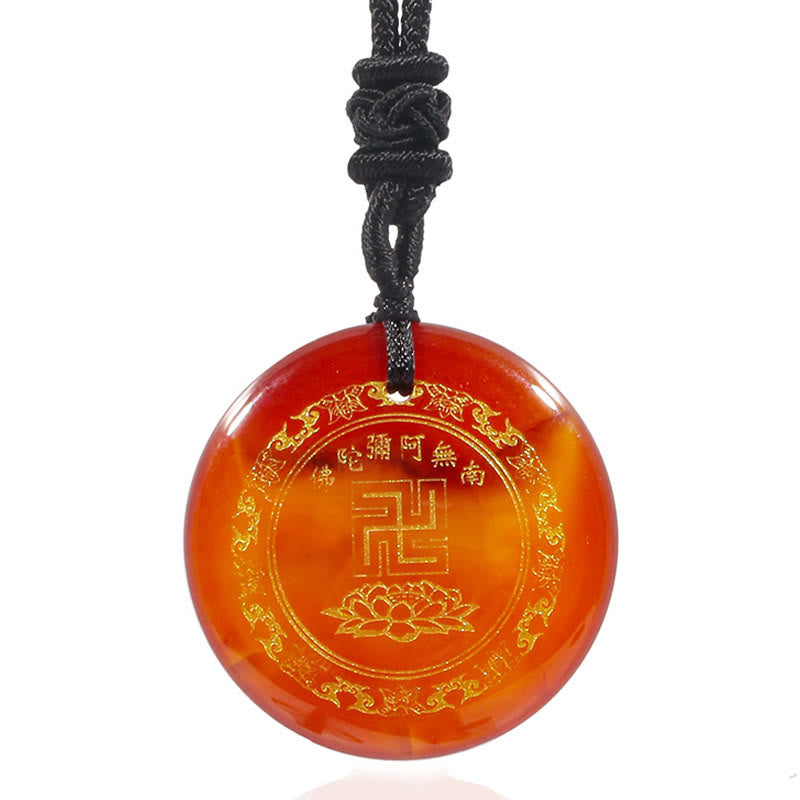 Swastika Lotus Pattern Natural Various Crystal Black Obsidian Purification Necklace Pendant - Image 31