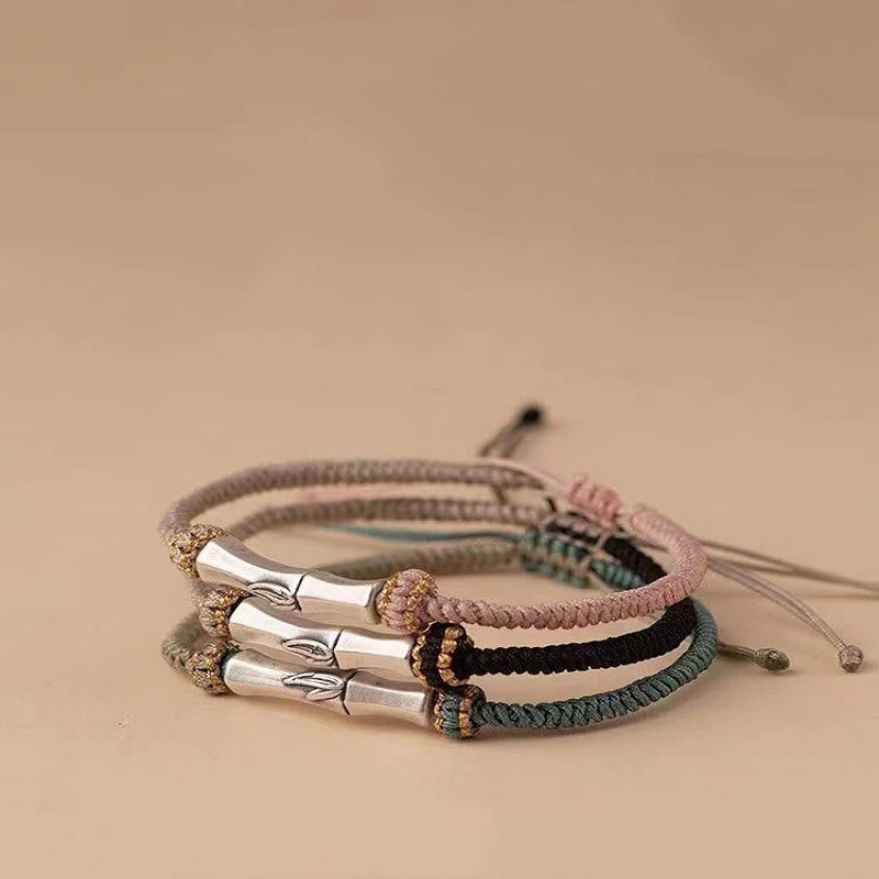 925 Sterling Silver Bamboo Protection Braided Bracelet
