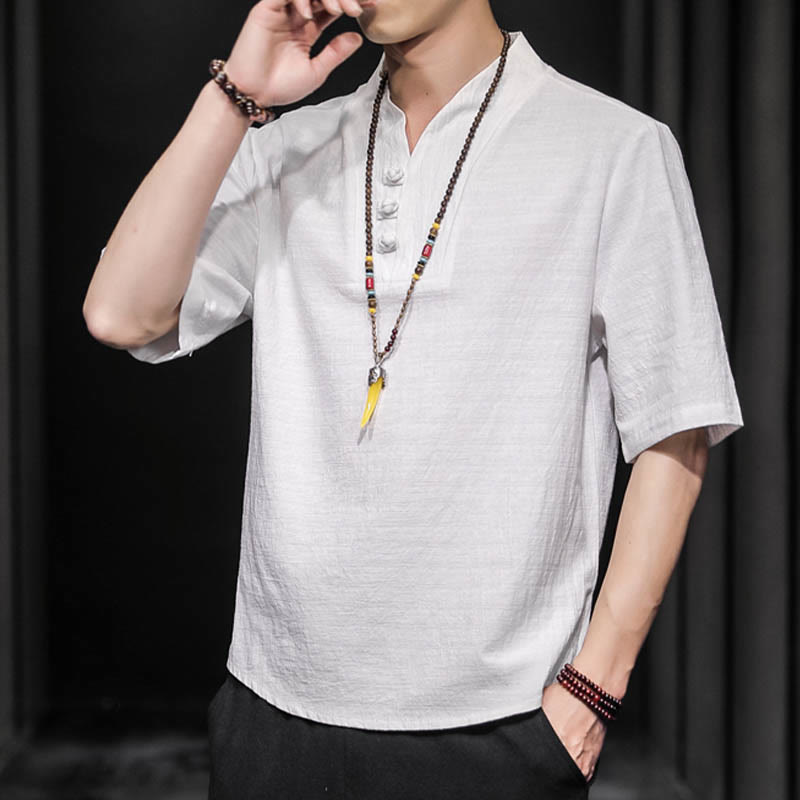 Casual Summer Half Sleeve Shirt Cotton Men Clothing - Image 4