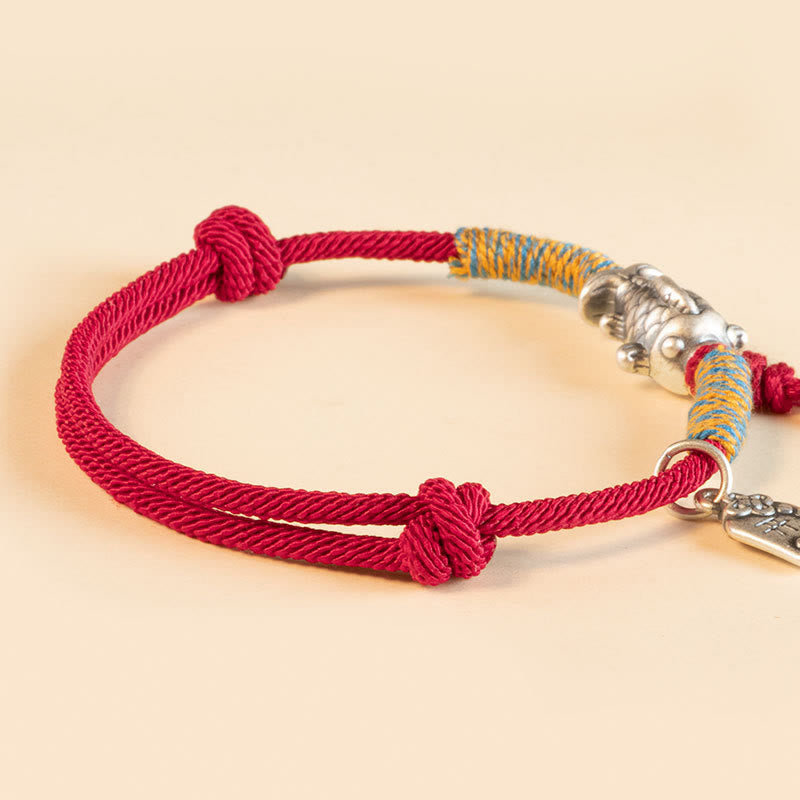 999 Sterling Silver Red String Lucky Koi Fish Protection Bracelet - Image 4