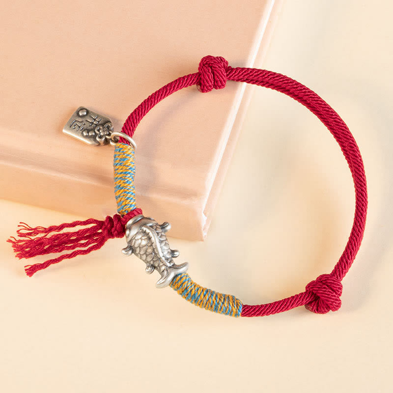 999 Sterling Silver Red String Lucky Koi Fish Protection Bracelet - Image 3