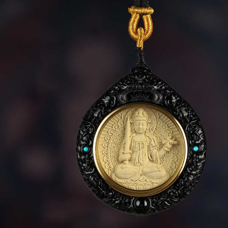 Chinese Zodiac Natal Buddha Small Leaf Red Sandalwood Ebony Longevity Necklace Pendant - Image 3