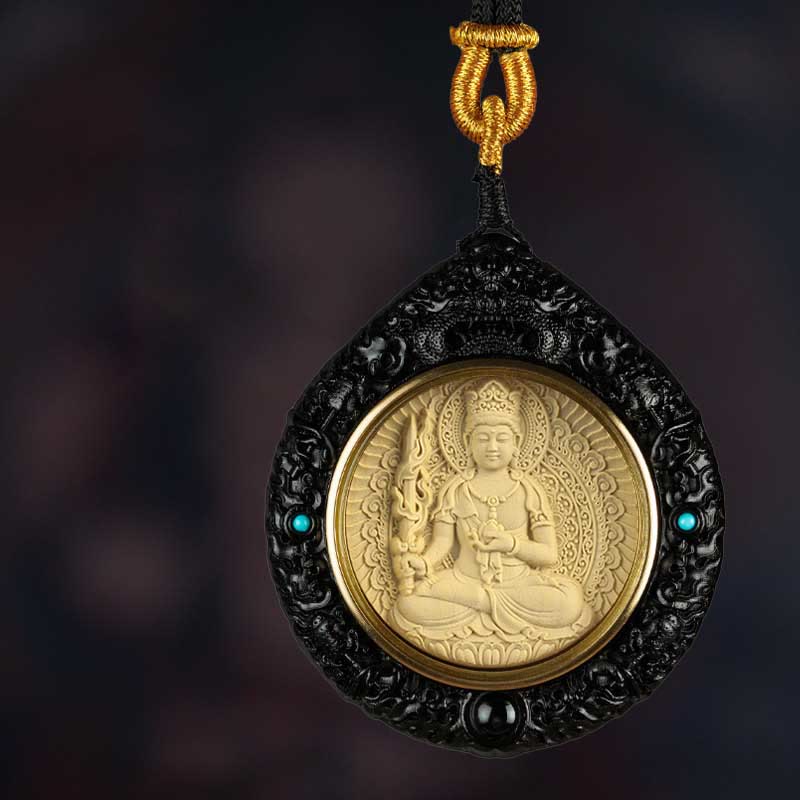 Chinese Zodiac Natal Buddha Small Leaf Red Sandalwood Ebony Longevity Necklace Pendant - Image 4