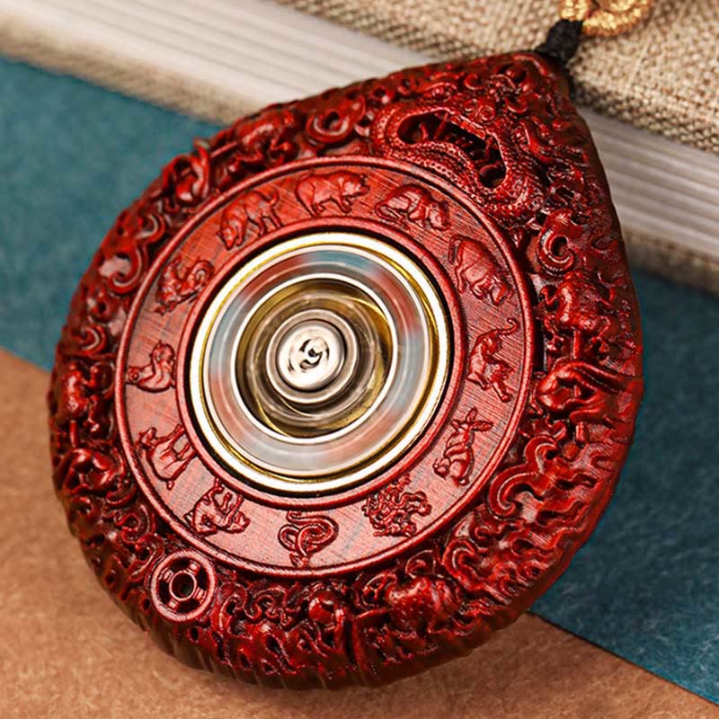 Chinese Zodiac Natal Buddha Small Leaf Red Sandalwood Ebony Longevity Necklace Pendant - Image 23