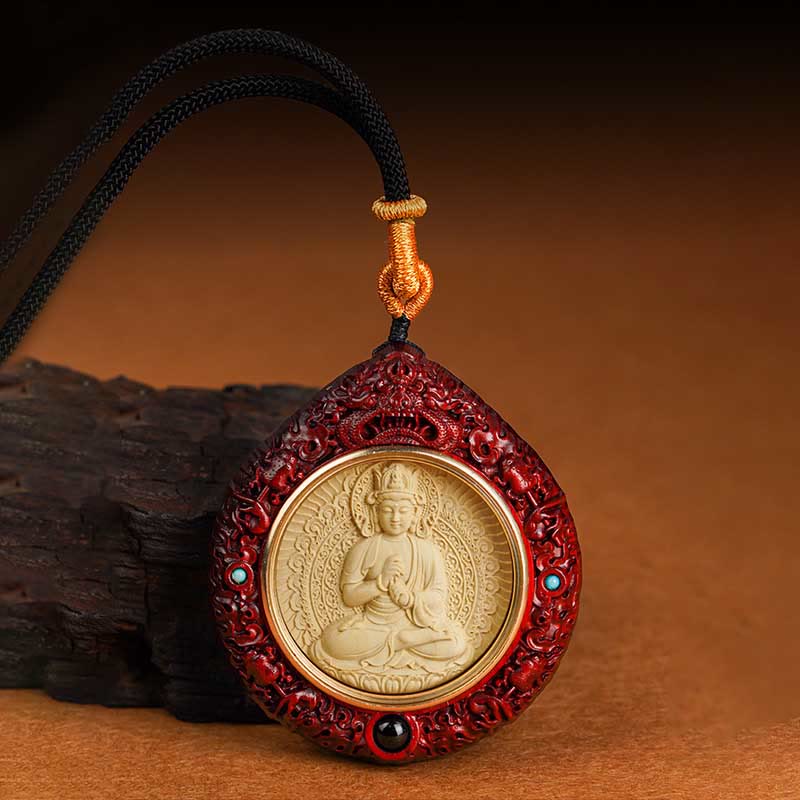 Chinese Zodiac Natal Buddha Small Leaf Red Sandalwood Ebony Longevity Necklace Pendant - Image 19
